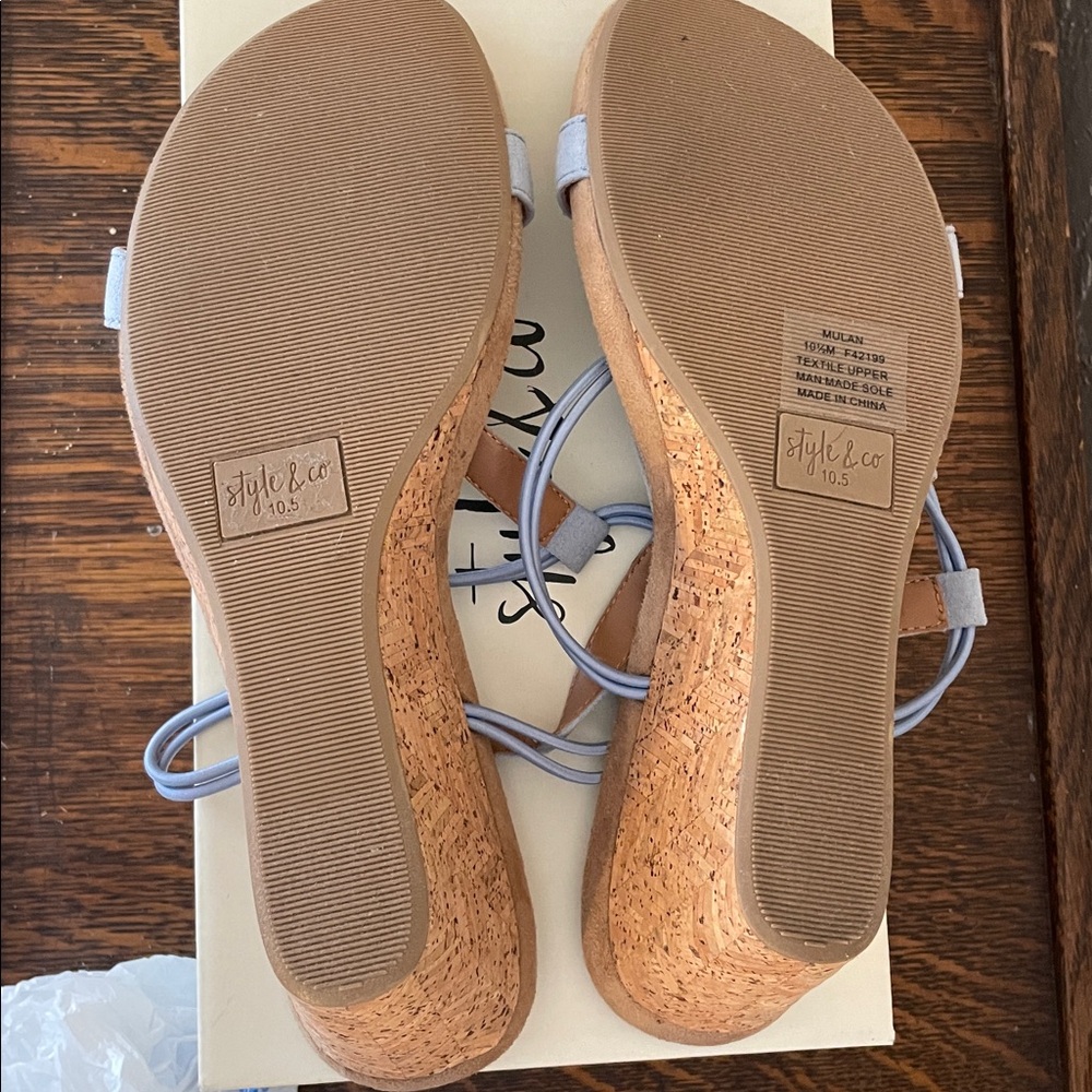 Style & Co strappy wedge sandal light blue size 10.5 - Picture 7 of 8